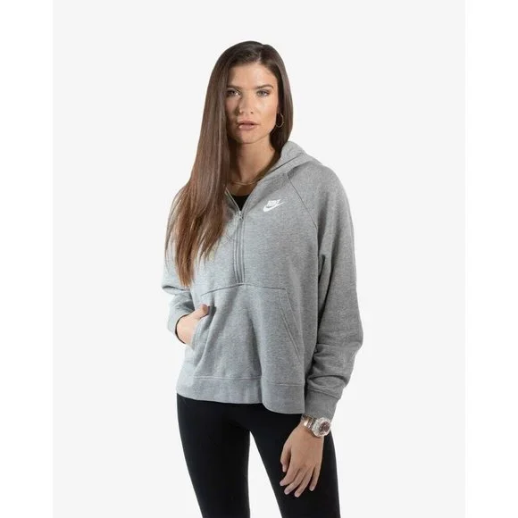 NIKE Sportswear Essential 1/4 Zip Fleece Hoodie DD5325-063 Women's Size L - Picture 1 of 6